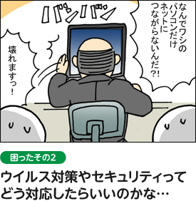 困ったその２　ウイルス対策やセキュリティってどう対応したらいいのかな…